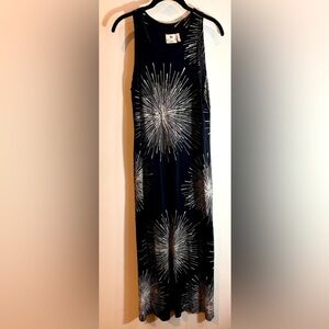 NANSO Sz M Finland Fireworks Pattern Jersey Knit Unlined Maxi Dress